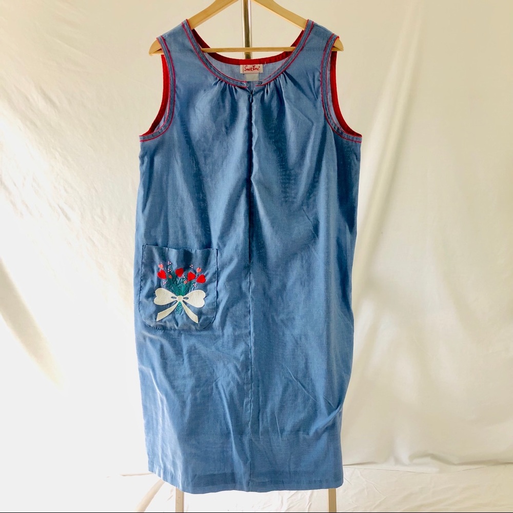 Vintage 2 Piece Housedress Blue By Smart Time Uni… - image 4